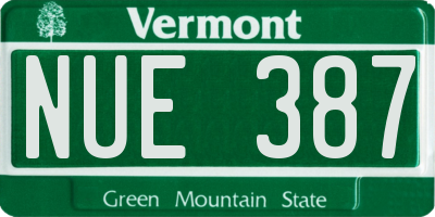 VT license plate NUE387