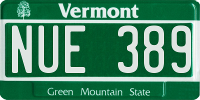 VT license plate NUE389