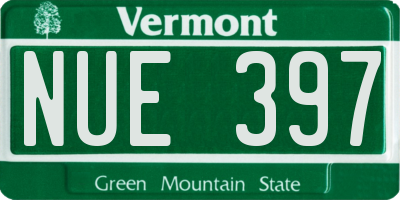 VT license plate NUE397