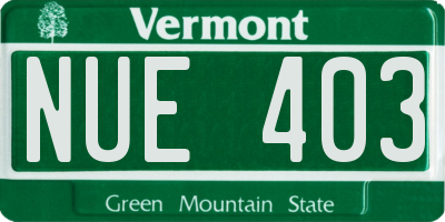 VT license plate NUE403