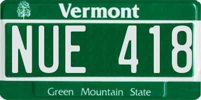 VT license plate NUE418