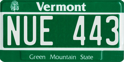 VT license plate NUE443