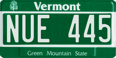 VT license plate NUE445