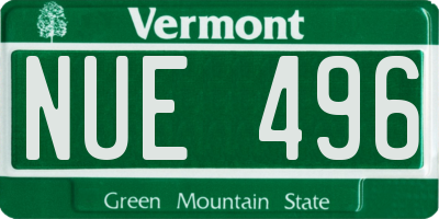 VT license plate NUE496