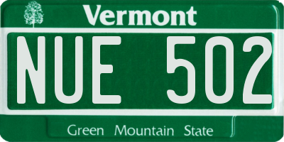 VT license plate NUE502