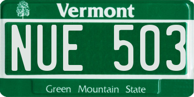 VT license plate NUE503