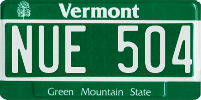 VT license plate NUE504