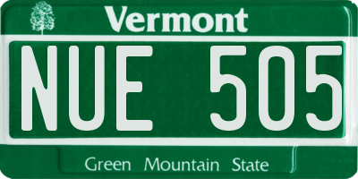 VT license plate NUE505