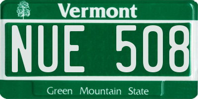 VT license plate NUE508