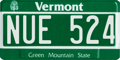 VT license plate NUE524