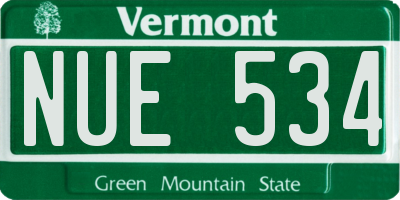 VT license plate NUE534