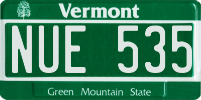 VT license plate NUE535