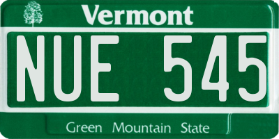 VT license plate NUE545