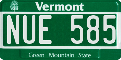 VT license plate NUE585