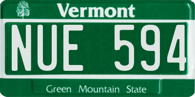 VT license plate NUE594