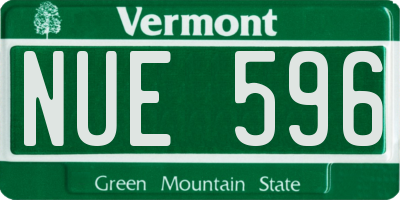 VT license plate NUE596