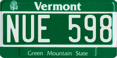 VT license plate NUE598