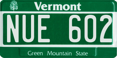 VT license plate NUE602