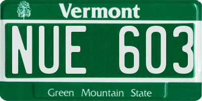 VT license plate NUE603