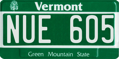 VT license plate NUE605