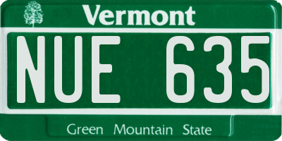 VT license plate NUE635