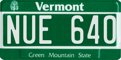 VT license plate NUE640
