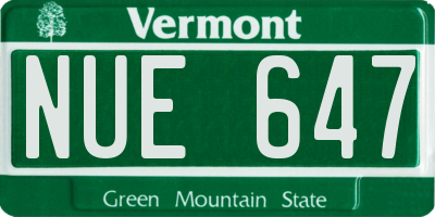 VT license plate NUE647