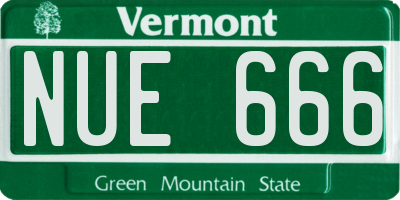 VT license plate NUE666