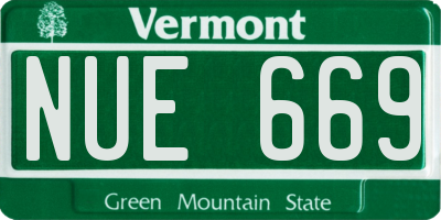 VT license plate NUE669
