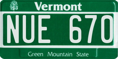 VT license plate NUE670