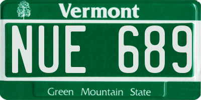 VT license plate NUE689