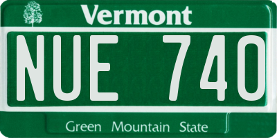 VT license plate NUE740
