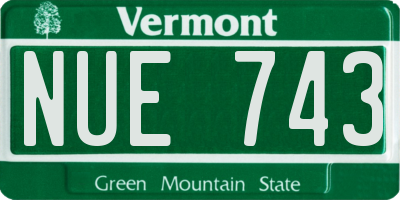 VT license plate NUE743