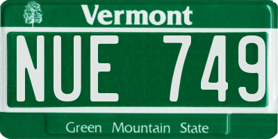 VT license plate NUE749