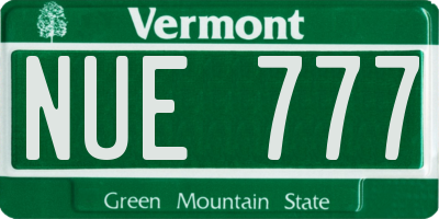 VT license plate NUE777