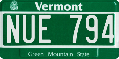 VT license plate NUE794
