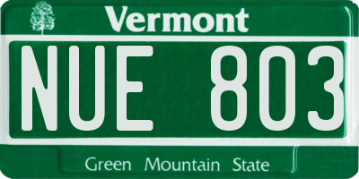 VT license plate NUE803