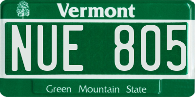 VT license plate NUE805