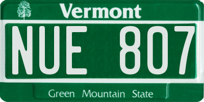 VT license plate NUE807