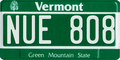 VT license plate NUE808