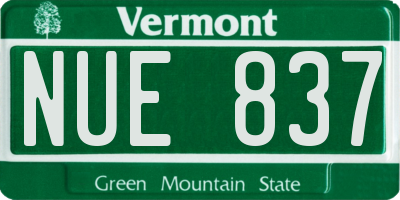 VT license plate NUE837