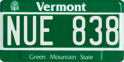 VT license plate NUE838