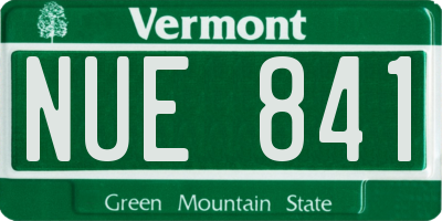 VT license plate NUE841