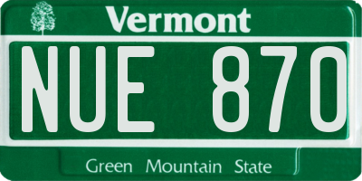 VT license plate NUE870