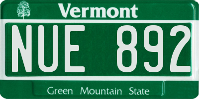 VT license plate NUE892