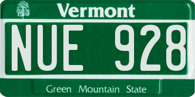 VT license plate NUE928