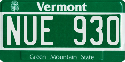VT license plate NUE930