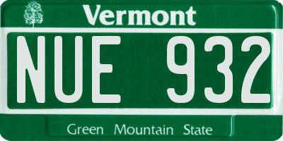 VT license plate NUE932