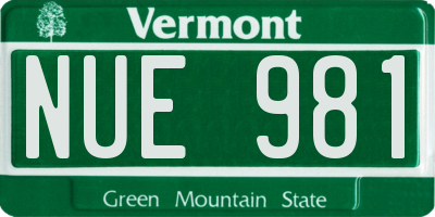 VT license plate NUE981