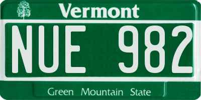 VT license plate NUE982